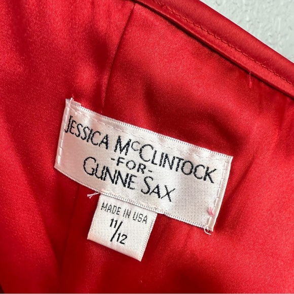 Jessica McClintock Gunne Sax Vintage Strapless Red Polka Dot Corset Dress 11/12 - Picture 2 of 9